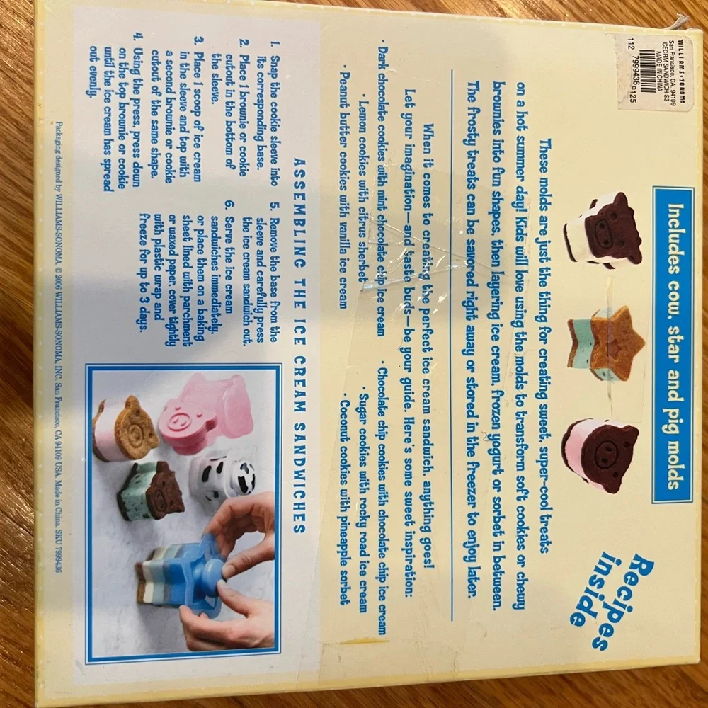 - - William Sonoma animal molds ice cream